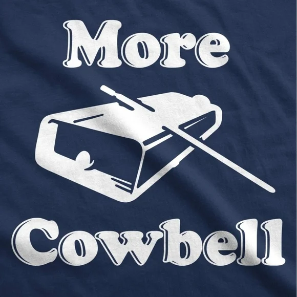 Graphic Men's T-shirt 'More Cowbell' In Heather Navy, 2XL New - Picture 2 of 3